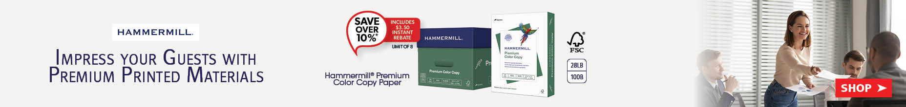 Hammermill Premium Color Copy Paper 100B 28lb Letter 500/pkg